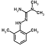 structure of CAS# 100751-82-4, N''-(2,6-Dimethylphenyl)-N,N-dimethylcarbonohydrazonic diamide;3-[(2,6-Dimethylphenyl)amino]-1,1-dimethylguanidine