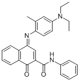 structure of CAS# 102187-19-9, 4-[[4-(Diethylamino)-2-Methylphenyl]Imino]-1,4-Dihydro-1-Oxo-N-Phenyl-2-Naphthalenecarboxamide;(4E)-4-([4-(Diethylamino)-2-Methylphenyl]Imino)-1-Oxo-N-Phenyl-1,4-Dihydro-2-Naphthalenecarboxamide;N-Phenyl-1,4-Dihydro-1-Oxo-4-[[4-(Diethylamino)-2-Methylphenyl]Imino]-2-Naphthalenecarboxamide;1,4-Dihydro-4-[4-(Diethylamino)-2-Methylphenylimino]-1-Oxo-N-Phenyl-2-Naphthalenecarboxamide