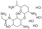 CAS#: 102735-33-1， 2-Amino-N-[4-Amino-3-[3-Amino-6-(1-Aminoethyl)Oxan-2-Yl]Oxy-2,6-Dihydroxycyclohexyl]-N-Methylacetamide Tetrahydrochloride