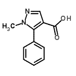 structure of CAS# 105994-75-0, 1-Methyl-5-Phenyl-1H-Pyrazole-4-Carboxylic Acid;1-METHYL-5-PHENYL-1H-PYRAZOLE-4-CARBOXYLICACID;1-methyl-5-phenylpyrazole-4-carboxylic acid;MFCD04038957