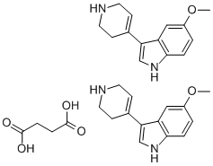 structure of CAS# 107008-28-6, 5-Methoxy-3-(1,2,5,6-Tetrahydro-4-Pyridinyl)-1H-Indole Hemisuccinate;5-Methoxy-3-(1,2,5,6-Tetrahydro-4-Pyridinyl)-1H-Indole Succinate (2:1) Salt;5-METHOXY-3-(1,2,5,6-TETRAHYDRO-4-PYRIDINYL)-1H-INDOLE HEMISUCCINATE;RU 24969 HEMISUCCINATE
