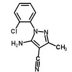 structure of CAS# 107856-31-5, 5-Amino-1-(2-Chlorophenyl)-3-Methyl-Pyrazole-4-Carbonitrile;5-Amino-4-cyano-1-(2-chlorophenyl)-3-methylpyrazole