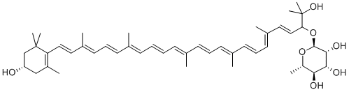 CAS#: 11004-68-5， (3S,3'E)-3',4'-Didehydro-2'-[(6-Deoxy-alpha-L-Mannopyranosyl)Oxy]-1',2'-Dihydro-1',3-Dihydroxy-beta,gamma-Carotene