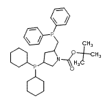 structure of CAS# 114751-47-2, 2-Methyl-2-Propanyl 4-(Dicyclohexylphosphino)-2-[(Diphenylphosphino)Methyl]-1-Pyrrolidinecarboxylate