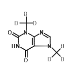 结构式 CAS# 117490-40-1, 3,7-二[(<sup>2</sup>H<sub>3</sub>)甲基]-3,7-二氢-1H-嘌呤-2,6-二酮