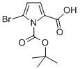 structure of CAS# 117657-41-7, 5-Bromo-1H-Pyrrole-1,2-Dicarboxylic Acid 1-(1,1-Dimethylethyl) Ester;1H-Pyrrole-1,2-Dicarboxylic Acid, 5-Bromo-, 1-(1,1-Dimethylethyl) Ester;5-Bromo-1-(Tert-Butoxycarbonyl)-1H-Pyrrole-2-Carboxylic Acid