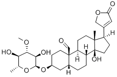CAS 登录号：1182-87-2， (3S,5R,10R,13R,14S,17R)-3-[(2S,5R)-3,5-二羟基-4-甲氧基-6-甲基四氢吡喃-2-基]氧基-14-羟基-13-甲基-17-(5-氧代-2H-呋喃-3-基)-1,2,3,4,5,6,7,8,9,11,12,15,16,17-十四氢环戊烯并[a]菲-10-甲醛