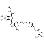 structure of CAS# 120225-76-5, 2-Methyl-2-Propanyl 3-{4-[2-({6-Amino-9-[(3aS,4R,6S,6aR)-6-(Ethylcarbamoyl)-2,2-Dimethyltetrahydrofuro[3,4-d][1,3]Dioxol-4-Yl]-9H-Purin-2-Yl}Amino)Ethyl]Phenyl}Propanoate;2-[[4-[2-<wbr>(tert-But<wbr>oxycarbon<wbr>yl)ethyl]<wbr>phenyleth<wbr>yl]amino]<wbr>2',3'-O-i<wbr>sopropyli<wbr>deneadeno<wbr>sine-5'-N<wbr>-ethylcar<wbr>boxamide;2-[[4-[2-<wbr>tBoc-ethy<wbr>l]phenyle<wbr>thyl]amin<wbr>o]2',3'-O<wbr>-isopropy<wbr>lideneade<wbr>nosine-5'<wbr>-N-ethylc<wbr>arboxamide