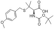structure of CAS# 120944-75-4, N-[(1,1-Dimethylethoxy)Carbonyl]-3-[[(4-Methoxyphenyl)Methyl]Thio]-L-Valine;BOC-S-4-METHOXYBENZYL-L-PENICILLAMINE;BOC-BETA,BETA-DIMETHYL-CYS(MOB)-OH;FMOC-2-NAL-WANG RESIN 100200 MESH