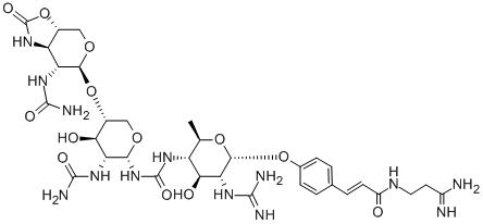 CAS#: 121634-34-2， (E)-N-(3-Amino-3-Iminopropyl)-3-[4-[5-[[3-(Carbamoylamino)-5-[[7-(Carbamoylamino)-2-Oxo-1,3A,5,6,7,7alpha-Hexahydropyrano[5,6-d][1,3]Oxazol-6-Yl]Oxy]-4-Hydroxyoxan-2-Yl]Carbamoylamino]-3-(Diaminomethylideneamino)-4-Hydroxy-6-Methyloxan-2-Yl]Oxyphenyl]Prop-2-Enamide