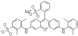 structure of CAS# 12220-28-9, 3-[(2,6-Dimethylphenyl)Amino]-6-[(2,6-Dimethylsulfophenyl)Amino]-9-(2-Sulfophenyl)-Xanthylium Inner Salt Sodium Salt (1:1);Xanthylium, 3-[(2,6-Dimethylphenyl) Amino]-6-[(2,6-Dimethylsulfophenyl)Amino]-9-(2-Sulfophenyl)-, Inner Salt, Monosodium Salt;Xanthylium,3-[(2,6-Dimethylphenyl)Amino]-6-[(2,6-Dimethylsulfophenyl)Amino]-9-(2-Sulfophenyl)-,Inner Salt,Monosodium Salt;Xanthylium,3-[(2,6-Dimethylphenyl)Amino]-6-[(2,6-Dimethylsulfophenyl)Amino]-9-(2-Sulfophenyl)-,Innersalt,Monosodiumsalt