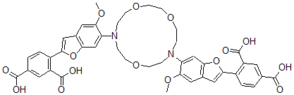CAS#: 124549-08-2， 4-[6-[13-[2-(2,4-Dicarboxyphenyl)-5-Methoxy-1-Benzofuran-6-Yl]-1,4,10-Trioxa-7,13-Diazacyclopentadec-7-Yl]-5-Methoxy-1-Benzofuran-2-Yl]Benzene-1,3-Dicarboxylic Acid