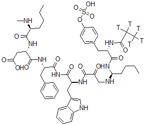 CAS#: 125236-85-3， [S-(R*,R*)]-3-oxo-N-[1-[[1-oxo-2-[(1-oxopropyl-2,2,3,3,3-t5)amino]-3-[4-(sulfooxy)phenyl]propyl]amino]pentyl]-b-alanyl-L-tryptophyl-N-methyl-L-norleucyl-L-a-aspartyl-L-Phenylalaninamide