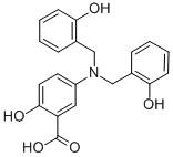 structure of CAS# 125697-91-8, 5-[Bis[(2-Hydroxyphenyl)Methyl]Amino]-2-Hydroxy-Benzoic Acid;5-[Bis[(2-Hydroxyphenyl)Methyl]Amino]-2-Hydroxy-Benzoic Acid;5-[Bis(2-Hydroxybenzyl)Amino]-2-Hydroxy-Benzoic Acid;5-(Bis((2-Hydroxyphenyl)Methyl)Amino)-2-Hydroxybenzoic Acid