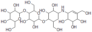 CAS#: 12650-71-4， 4-O-[4-O-(alpha-D-Glucopyranosyl)-beta-D-Glucopyranosyl]-5-(Hydroxymethyl)-1-[[(1S,4R,5S,6S)-4,5,6-Trihydroxy-3-(Hydroxymethyl)-2-Cyclohexen-1-Yl]Amino]-1,5,6-Trideoxy-D-Chiro-Inositol