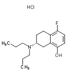 结构式 CAS# 127126-18-5, (7R)-7-(二丙基氨基)-4-氟-5,6,7,8-四氢-1-萘醇盐酸盐(1:1)