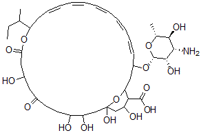 CAS#: 128808-62-8， (6Z,10Z)-3-[(2R,3S,4S,5S,6R)-4-Amino-3,5-Dihydroxy-6-Methyloxan-2-Yl]Oxy-15-Butan-2-Yl-19,24,25,27,29-Pentahydroxy-17,21-Dioxo-16,31-Dioxabicyclo[25.3.1]Hentriaconta-4,6,8,10,12-Pentaene-30-Carboxylic Acid