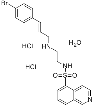 结构式 CAS# 130964-39-5, N-[2-[[3-(4-溴苯基)-2-丙烯-1-基]氨基]乙基]-5-异喹啉磺酰胺盐酸盐(1:2)