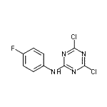 structure of CAS# 131468-33-2, 4,6-Dichloro-N-(4-Fluorophenyl)-1,3,5-Triazin-2-Amine;(4,6-dichloro(1,3,5-triazin-2-yl))(4-fluorophenyl)amine;2,4-Dichloro-6-(4-fluorophenylamino)-1,3,5-triazine;N2-(4-fluorophenyl)-4,6-dichloro-1,3,5-triazin-2-amine