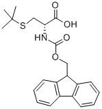structure of CAS# 131766-22-8, S-(1,1-Dimethylethyl)-N-[(9H-Fluoren-9-Ylmethoxy)Carbonyl]-D-Cysteine;Fmoc-D-Cys(Tbu)-OH Fmoc-S-Tert·Butyl-D-Cysteine;FMOC-(S)-2-AMINO-3-(S-T-BUTYLTHIO)BUTANOIC ACID;N-ALPHA-FMOC-S-TERT-BUTYL-D-CYSTEINE