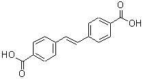 structure of CAS# 133005-88-6, 4,4'-[(E)-1,2-Ethenediyl]Dibenzoic Acid;(E)-1,2-bis-[4-carboxyphenyl]ethene;(E)-4,4′-(ethene-1,2-diyl)dibenzoic acid;(E)-4,4â€²-(ethene-1,2-diyl)dibenzoic acid