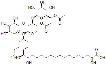 CAS#: 134479-76-8， (2S,16R,17S,21R)-21-[(2S,3R,4S,5R)-5-Acetyloxy-4-[(2S,3R,4S,5S,6R)-6-(Acetyloxymethyl)-3,4,5-Trihydroxyoxan-2-Yl]Oxy-3-[(2S,3R,4S,5R)-3,4,5-Trihydroxyoxan-2-Yl]Oxyoxan-2-Yl]Oxy-2,16,17-Trihydroxyhexacosanoic Acid