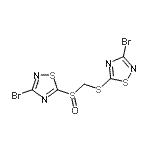 structure of CAS# 134947-29-8, 3-Bromo-5-({[(3-Bromo-1,2,4-Thiadiazol-5-Yl)Sulfanyl]Methyl}Sulfinyl)-1,2,4-Thiadiazole;3-Bromo-5-[(3-bromo-1,2,4-thiadiazol-5-;3-Bromo-5<wbr>-[(3-brom<wbr>o-1,2,4-t<wbr>hiadiazol<wbr>-5-ylthio<wbr>)methylsu<wbr>lfinyl]-1<wbr>,2,4-thia<wbr>diazole;ylthio)methylsulfinyl]-1,2,4-thiadiazole