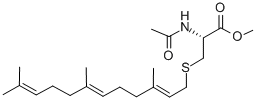 structure of CAS# 135304-08-4, N-Acetyl-S-[(2E,6E)-3,7,11-Trimethyl-2,6,10-Dodecatrien-1-Yl]-L-Cysteine Methyl Ester;N-ALPHA-ACETYL-S-FARNESYL-L-CYSTEINE METHYL ESTER;N-ACETYL-S-FARNESYL-L-CYSTEINE METHYL ESTER;ACETYL-S-FARNESYL-L-CYSTEINE METHYL ESTER