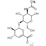 结构式 CAS# 136098-07-2, 2-乙酰氨基-2-脱氧-4-O-(4-脱氧-alpha-L-苏式-己-4-烯吡喃糖基)-D-吡喃葡萄糖钠盐