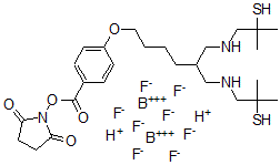 CAS#: 137932-18-4， 1-((4-((6-((2-Mercapto-2-methylpropyl)amino)-5-(((2-mercapto-2-methylpropyl)amino)methyl)hexyl)oxy)benzoyl)oxy)-2,5-Pyrrolidinedione bis(tetrafluoroborate(1-))