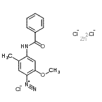 structure of CAS# 13983-15-8, 4-(Benzoylamino)-2-Methoxy-5-Methylbenzenediazonium Zinc Chloride (1:1:3);Diazo Rea<wbr>gent OA [<wbr>for Diazo<wbr>tization <wbr>of Oxalac<wbr>etate, fo<wbr>r Detecti<wbr>on of GOT<wbr> Activity]