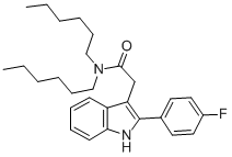 structure of CAS# 142720-24-9, 2-[2-(4-Fluorophenyl)-1H-Indol-3-Yl]-N,N-Dihexylacetamide;2-[2-(4-Fluorophenyl)-1H-Indol-3-Yl]-N,N-Dihexyl-Acetamide;2-[2-(4-Fluorophenyl)-1H-Indol-3-Yl]-N,N-Dihexyl-Ethanamide;Bpbio1_001277