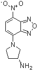 structure of CAS# 143112-51-0, (3R)-1-(7-Nitro-2,1,3-Benzoxadiazol-4-Yl)-3-Pyrrolidinamine;(R)-(−)-1-(7-Nitro-4-benzofurazanyl)-3-pyrrolidinamine;(R)-(-)-1-(7-NITRO-4-BENZOFURAZANYL)-3-PYRROLIDINAMINE;(R)-(−)-4-(3-Aminopyrrolidino)-7-nitrobenzofurazan