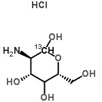 结构式 CAS# 143553-09-7, (4Xi)-2-氨基-2-脱氧-D-(1-<sup>13</sup>C)-木糖基-吡喃己糖盐酸盐(1:1)