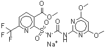 structure of CAS# 144740-54-5, Sodium (4,6-Dimethoxypyrimidin-2-Yl)Carbamoyl-[[3-Methoxycarbonyl-6-(Trifluoromethyl)-2-Pyridyl]Sulfonyl]Azanide;FLUPYRSULFURON-METHYL-SODIUM