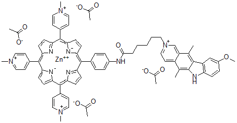 CAS#: 145247-77-4， 4-((((9-Methoxyellipticin-2-yl)pentyl)carbonyl)amino)phenyl-tris(4N-methylpyridiniumyl)porphyrinato-zinc(II)tetraacetate