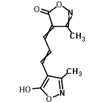 CAS 登录号：14532-33-3， 4-[3-(5-羟基-3-甲基-1,2-恶唑-4-基)-2-丙烯-1-亚基]-3-甲基-1,2-恶唑-5(4H)-酮