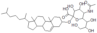 CAS#: 145402-49-9， 5-Acetamido-2-[[10,13-Dimethyl-17-(6-Methylheptan-2-Yl)-2,3,4,7,8,9,11,12,14,15,16,17-Dodecahydro-1H-Cyclopenta[a]Phenanthren-3-Yl]Oxy]-3,4-Dihydroxy-6-(1,2,3-Trihydroxypropyl)Oxane-2-Carboxylic Acid
