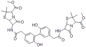 CAS#: 145497-68-3， Methyl 6-[[2-[4-Hydroxy-3-[2-Hydroxy-5-[2-[(2-Methoxycarbonyl-3,3-Dimethyl-7-Oxo-4-Thia-1-Azabicyclo[3.2.0]Heptan-6-Yl)Amino]-2-Oxoethyl]Phenyl]Phenyl]Acetyl]Amino]-3,3-Dimethyl-7-Oxo-4-Thia-1-Azabicyclo[3.2.0]Heptane-2-Carboxylate