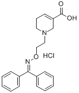 structure of CAS# 145645-62-1, 1-[2-[[(Diphenylmethylene)Amino]Oxy]Ethyl]-1,2,5,6-Tetrahydro-3-Pyridinecarboxylicacid Hydrochloride (1:1);Nnc-711;1-(2-(((Diphenylmethylene)Amino)Oxy)Ethyl)-1,2,5,6-Tetrahydro-3-Pyridinecarboxylic Acid;3-Pyridinecarboxylic Acid, 1,2,5,6-Tetrahydro-1-(2-(((Diphenylmethylene)Amino)Oxy)Ethyl)-, Monohydrochloride
