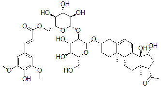 CAS#: 145701-08-2， 3beta,14beta,15beta-Trihydroxypregn-5-en-20-one-3-O-beta-D-(6-sinapoyl)glucopyranosyl(1-2)-beta-D-glucopyranoside