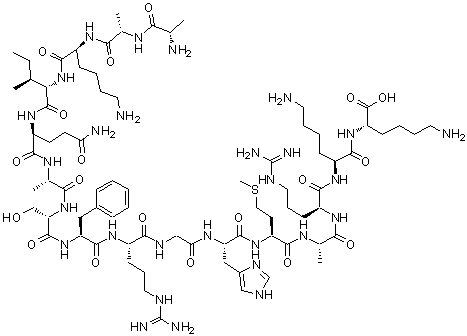 CAS#: 146554-17-8， L-Alanyl-L-Alanyl-L-Lysyl-L-Isoleucyl-L-Glutaminyl-L-Alanyl-L-Seryl-L-Phenylalanyl-L-Arginylglycyl-L-Histidyl-L-Methionyl-L-Alanyl-L-Arginyl-L-Lysyl-L-Lysine