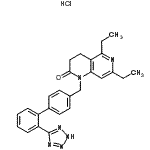 结构式 CAS# 146709-78-6, 5,7-二乙基-1-{[2'-(1H-四唑-5-基)-4-联苯基]甲基}-3,4-二氢-1,6-萘啶-2(1H)-酮盐酸盐(1:1)