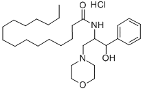 structure of CAS# 149022-18-4, N-[(1R,2R)-1-Hydroxy-3-Morpholin-4-Yl-1-Phenylpropan-2-Yl]Hexadecanamide;N-[(1R,2R)-2-Hydroxy-1-(Morpholinomethyl)-2-Phenyl-Ethyl]Hexadecanamide;N-[(1R,2R)-2-Hydroxy-1-(Morpholinomethyl)-2-Phenylethyl]Hexadecanamide;N-[(1R,2R)-2-Hydroxy-1-(Morpholinomethyl)-2-Phenyl-Ethyl]Palmitamide