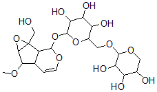 CAS#: 149155-50-0， (1aS-(1aalpha,1bbeta,2beta,5abeta,6beta,6aalpha))-1a,1b,2,5a,6,6a-Hexahydro-1alpha-(Hydroxymethyl)-6-Methoxyoxireno(4,5)Cyclopenta(1,2-c)Pyran-2-Yl 6-O-beta-D-Xylopyranosyl-beta-D-Glucopyranoside