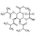 structure of CAS# 150607-96-8, Methyl (5xi)-2,3,4-tri-O-isobutyryl-1-O-(2,2,2-trichloroethanimidoyl)-alpha-D-lyxo-hexopyranuronate;Methyl 2,<wbr>3,4-Tri-O<wbr>-isobutyr<wbr>yl-1-O-tr<wbr>ichloroac<wbr>etimidoyl<wbr>-¦Á-D-glu<wbr>copyranur<wbr>onate;Methyl 2,<wbr>3,4-Tri-O<wbr>-isobutyr<wbr>yl-1-O-tr<wbr>ichloroac<wbr>etimidoyl<wbr>-Î±-D-glu<wbr>copyranur<wbr>onate