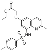 structure of CAS# 151606-29-0, 2-[2-Methyl-8-[(4-Methylphenyl)Sulfonylamino]Quinolin-6-Yl]Oxyacetic Acid;2-[[2-Methyl-8-[(4-Methylphenyl)Sulfonylamino]-6-Quinolyl]Oxy]Acetic Acid;2-[2-Methyl-8-[(4-Methylphenyl)Sulfonylamino]Quinolin-6-Yl]Oxyethanoic Acid;Acetic Acid, ((2-Methyl-8-(((4-Methylphenyl)Sulfonyl)Amino)-6-Quinolinyl)Oxy)-
