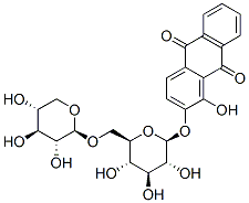 结构式 CAS# 152-84-1, 1-羟基-2-[(2S,3R,4S,5S,6R)-3,4,5-三羟基-6-[[(2S,3R,4S,5R)-3,4,5-三羟基四氢吡喃-2-基]氧基甲基]四氢吡喃-2-基]氧基蒽-9,10-二酮