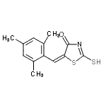 structure of CAS# 153567-97-6, (5E)-5-(Mesitylmethylene)-2-Sulfanyl-1,3-Thiazol-4(5H)-One;(5E)-2-Mercapto-5-(mesitylmethylene)-1,3-thiazol-4(5H)-one;MFCD04969054;ZINC01203759