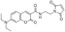structure of CAS# 156571-46-9, 7-Diethylamino-N-[2-(2,5-Dioxopyrrol-1-Yl)Ethyl]-2-Oxochromene-3-Carboxamide;7-Diethylamino-N-[2-(2,5-Dioxopyrrol-1-Yl)Ethyl]-2-Oxo-Chromene-3-Carboxamide;7-Diethylamino-N-[2-(2,5-Dioxo-1-Pyrrolyl)Ethyl]-2-Oxo-3-Chromenecarboxamide;7-Diethylamino-2-Keto-N-(2-Maleimidoethyl)Chromene-3-Carboxamide